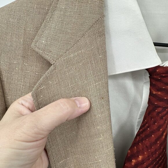 vintage 70s DAKS LONDON jacket blazer sport coat patch pockets retro beige 40L - Picture 4 of 11